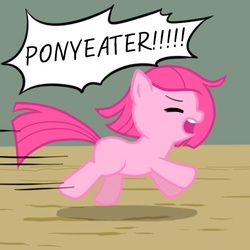 Size: 500x500 | Tagged: safe, artist:apzzang, pinkie pie, g4, ask-grow-pinkie, female, filly, filly pinkie pie, pinkamena diane pie, running, scared, solo, younger