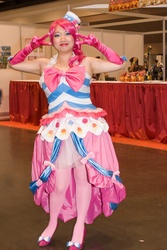 Size: 720x1080 | Tagged: safe, pinkie pie, human, g4, clothes, cosplay, dress, evening gloves, gala dress, irl, irl human, japan expo usa, photo, solo