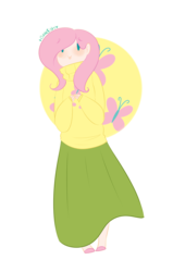 Size: 1024x1606 | Tagged: safe, artist:littlemisscuttlefish, fluttershy, human, g4, clothes, female, humanized, light skin, long skirt, simple background, skirt, solo, sweater, sweatershy, transparent background