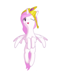 Size: 1600x2030 | Tagged: safe, artist:arvaus, princess celestia, alicorn, pony, g4, cewestia, female, filly, jewelry, one eye closed, pink-mane celestia, simple background, solo, tiara, transparent background