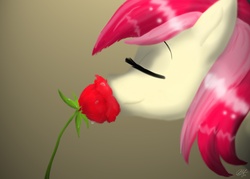 Size: 2450x1750 | Tagged: safe, artist:bluefeathercat, roseluck, pony, g4, eyes closed, female, rose, smelling, solo