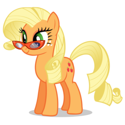 Size: 2000x2000 | Tagged: safe, artist:tail800, applejack, rarity, g4, alternate hairstyle, cute, female, glasses, jackabetes, mane swap, rarity's glasses, simple background, solo, tail, transparent background, vector