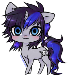 Size: 591x669 | Tagged: safe, artist:ponymonster, oc, oc only, oc:darkly cute, pony, unicorn, simple background, solo