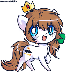 Size: 633x696 | Tagged: safe, artist:ponymonster, oc, oc only, oc:raipony, earth pony, pony, bow, crown, simple background, solo