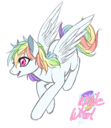 Size: 834x957 | Tagged: safe, artist:toastiepony, oc, oc only, oc:white whirl, pegasus, pony, flying, offspring, parent:rainbow dash, parent:soarin', parents:soarindash, simple background, solo, transparent background