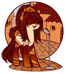 Size: 540x599 | Tagged: safe, artist:decemberdoe, oc, oc only, earth pony, pony, microphone, singing, solo, sweet serenade