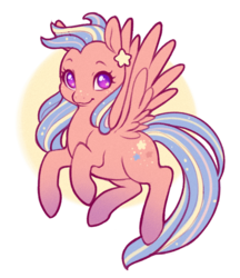 Size: 600x695 | Tagged: safe, artist:decemberdoe, oc, oc only, pegasus, pony, flying, solo, sunset star