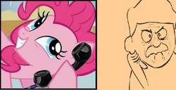 Size: 678x346 | Tagged: safe, pinkie pie, g4, butt ball, dennis the menace, game grumps, meme, mr. wilson, phone