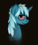 Size: 2600x3000 | Tagged: safe, artist:gordonfreeguy, trixie, pony, unicorn, g4, ask-stoned-trixie, bedroom eyes, black background, bloodshot eyes, dark, female, looking at you, mare, portrait, simple background, smiling, solo, stoned trixie