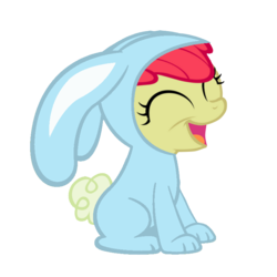 Size: 800x800 | Tagged: safe, artist:jolteongirl, apple bloom, g4, bunny bloom, bunny costume, clothes, eyes closed, female, filly, foal, open mouth, open smile, simple background, smiling, solo, transparent background, vector