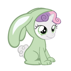 Size: 800x800 | Tagged: safe, artist:jolteongirl, sweetie belle, g4, bunny belle, bunny costume, clothes, female, filly, foal, simple background, smiling, solo, transparent background, vector