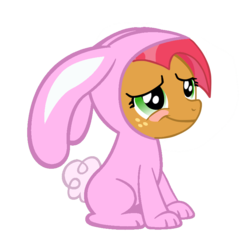 Size: 800x800 | Tagged: safe, artist:jolteongirl, babs seed, g4, blushing, bunny babs, bunny costume, clothes, female, filly, foal, simple background, smiling, solo, transparent background, vector