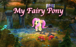 Size: 1440x900 | Tagged: safe, fluttershy, alicorn, pony, g4, bootleg, female, fluttercorn, game, my fairy pony, race swap, solo, youtube link