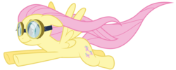 Size: 8000x3200 | Tagged: safe, artist:yanoda, fluttershy, g4, female, goggles, simple background, solo, transparent background, vector