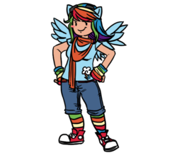 Size: 580x500 | Tagged: safe, artist:karacoon, rainbow dash, human, g4, cosplay, female, solo