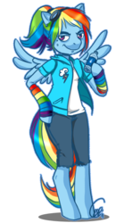 Size: 461x780 | Tagged: safe, artist:karacoon, rainbow dash, anthro, g4, female, solo