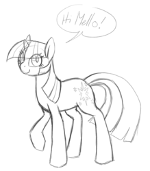 Size: 896x1024 | Tagged: safe, artist:madcookiefighter, twilight sparkle, g4, female, monochrome, sketch, solo