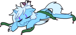 Size: 1034x485 | Tagged: safe, artist:ghost, trixie, bird, pony, snake, unicorn, g4, ask-stoned-trixie, eyes closed, female, mare, prone, simple background, sleeping, solo, stoned trixie, transparent background