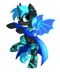 Size: 817x978 | Tagged: safe, artist:typicalup, oc, oc only, oc:alex way, alicorn, bat pony, bat pony alicorn, pony, bat wings, blue eyes, happy, horn, simple background, solo, standing, standing on one leg, white background, wings