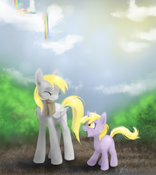 Size: 600x676 | Tagged: safe, artist:madcookiefighter, derpy hooves, dinky hooves, pegasus, pony, g4, equestria's best mother, female, mare