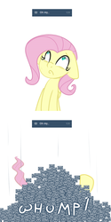 Size: 600x1201 | Tagged: dead source, safe, artist:kryptchild, fluttershy, g4, ask, crushed, female, inbox, overwhelmed, pile, solo, throwing things at fluttershy, tumblr