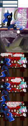 Size: 1280x5643 | Tagged: safe, artist:talludde, princess celestia, princess luna, bat, ask the princess of night, g4, batman, bow, bow (weapon), bowtie, comic, magic, tea, teacup, teapot, telekinesis, tumblr