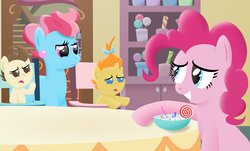 Size: 4982x3000 | Tagged: dead source, safe, artist:mahaugher, cup cake, pinkie pie, pound cake, pumpkin cake, g4, candy, food, table