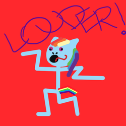 Size: 600x600 | Tagged: safe, artist:java monster can deluxe, rainbow dash, g4, 1000 hours in ms paint, female, open mouth, simple background, solo, stick figure, stylistic suck, text, tongue out