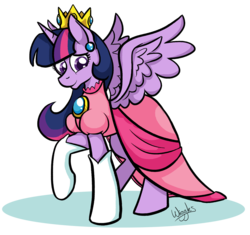 Size: 1000x940 | Tagged: safe, artist:wiggles, twilight sparkle, alicorn, pony, ask king sombra, g4, clothes, cosplay, crossover, dress, female, mare, princess peach, princess twipeach, simple background, solo, super mario bros., transparent background, twilight sparkle (alicorn)