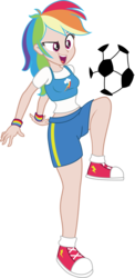 Size: 3876x7930 | Tagged: safe, edit, rainbow dash, equestria girls, g4, absurd resolution, clothes, converse, female, football, humanized, shoes, simple background, solo, transparent background, vector