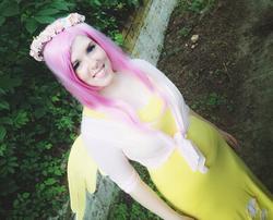 Size: 614x496 | Tagged: safe, artist:mintyblitzz, fluttershy, human, g4, cosplay, female, floral head wreath, irl, irl human, photo, solo