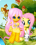 Size: 120x150 | Tagged: safe, angel bunny, fluttershy, human, g4, fluttershy's cottage, gaia online, humanized