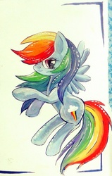 Size: 700x1104 | Tagged: safe, artist:fly-gray, rainbow dash, g4, female, solo, traditional art