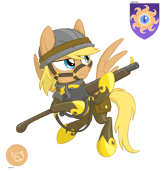 Size: 2000x2100 | Tagged: safe, artist:equestria-prevails, oc, oc only, armor, bridle, gun, helmet, rifle, simple background, solo, transparent background, weapon