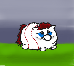 Size: 624x556 | Tagged: safe, artist:aichi, fluffy pony, baseball, baseball fluffy, fluffy pony original art, runt, solo