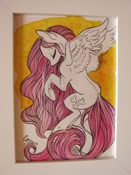 Size: 526x701 | Tagged: safe, artist:casynuf, fluttershy, g4, decoration, female, photo, solo, traditional art