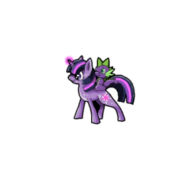 Size: 500x500 | Tagged: safe, artist:strawberrycheesecak3, spike, twilight sparkle, dragon, pony, unicorn, g4, female, magic, male, mare, pixel art, simple background, transparent background, unicorn twilight