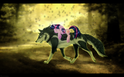 Size: 1639x1014 | Tagged: safe, artist:lova-gardelius, twilight sparkle, pony, unicorn, g4, crossover, letterboxing, link, namesake, the legend of zelda, the legend of zelda: twilight princess, unicorn twilight, wolf link