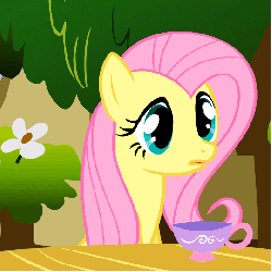 Size: 540x540 | Tagged: safe, screencap, fluttershy, pony, g4, season 1, stare master, animated, cropped, cup, cute, ear flick, female, floppy ears, i watch it for the ears, shyabetes, solo, teacup