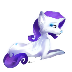 Size: 1181x1181 | Tagged: safe, artist:affanita, rarity, wolf, g4, female, horn, simple background, snoozy sour, solo, species swap, transparent background, wolfified, wolfity