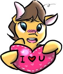 Size: 500x585 | Tagged: safe, artist:cleppyclep, caramel, pony, g4, blushing, cute, heart, i <3 u, male, solo