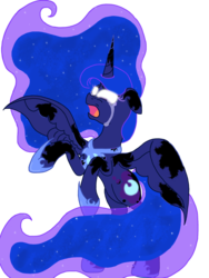 Size: 2448x3264 | Tagged: safe, artist:princessnightingale, princess luna, g4, crying, female, glowing eyes, rearing, simple background, solo