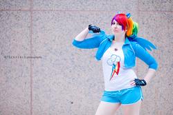 Size: 2048x1365 | Tagged: safe, artist:pockyfairy, rainbow dash, human, g4, cosplay, irl, irl human, photo, solo