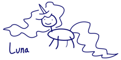 Size: 1100x550 | Tagged: safe, princess luna, g4, female, monochrome, solo, stick figure