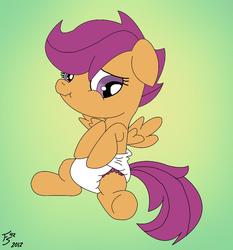 Size: 984x1056 | Tagged: safe, artist:fillyscoots42, scootaloo, g4, diaper, female, non-baby in diaper, solo