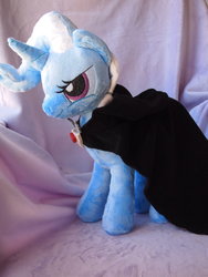 Size: 774x1032 | Tagged: dead source, safe, artist:greepix, trixie, pony, unicorn, g4, alicorn amulet, cloak, clothes, female, irl, mare, photo, plushie, solo