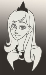 Size: 400x645 | Tagged: safe, artist:alienfirst, princess luna, human, g4, bust, female, grayscale, head, humanized, monochrome, smiling, solo