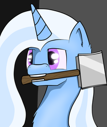 Size: 820x974 | Tagged: safe, artist:akkiv, trixie, pony, unicorn, g4, female, hammer, mare, mouth hold, solo