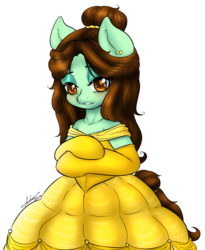 Size: 1059x1289 | Tagged: safe, artist:fatcakes, pony, beauty and the beast, belle, bipedal, clothes, disney, disney princess, dress, ponified, simple background, solo, transparent background