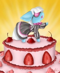 Size: 500x600 | Tagged: safe, artist:spectralpony, photo finish, g4, cake, female, food, solo